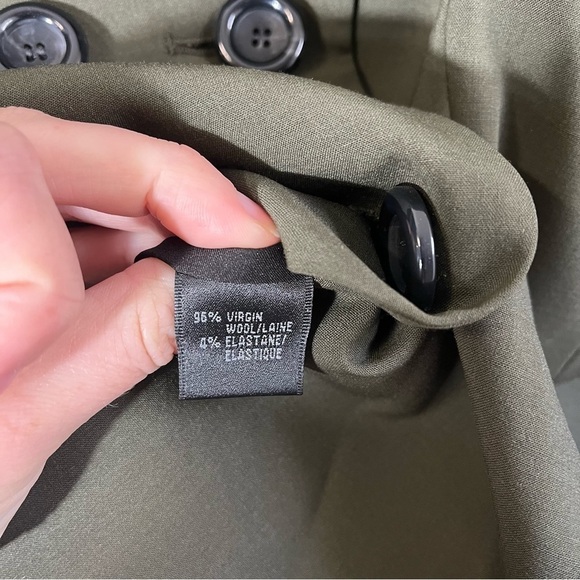 LAFAYETTE 148 Double Breasted Dark Olive Wool Blazer - Picture 8 of 9